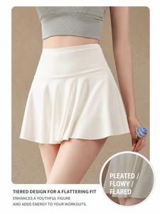 Falda Deportiva Negra de Cintura Alta, Falda Corta de Punto Elástica de Color Sólido para Mujer, para Usar en Todas las Estaciones - Product Image 3