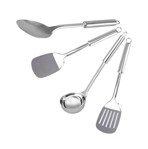 Ensemble d'ustensiles de cuisine en acier inoxydable de haute qualité, 4 pièces, avec long manche, ensemble de cuillères de cuisine - Product Image 1