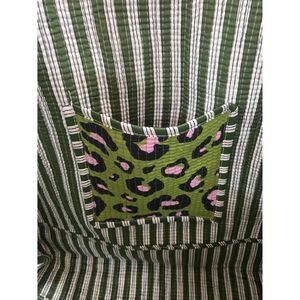 Bolso Tote Acolchado de Algodón con Estampado de Leopardo Verde, Bolso de Compras Abierto, para Uso en Todas las Estaciones - Product Image 2