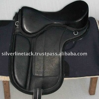 Selle de polo équestre en cuir véritable avec arceau en bois/plastique pour un confort optimal