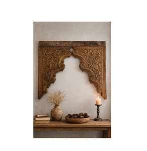 Vintage Wooden Arch Panel Hand Carved Indian Door <b>Frame</b> Decorative Wall Art Rustic Home Interior Architectural Accent Piece - Product Image 1