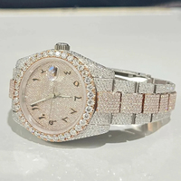 Montre Chronographe Hip Hop de Luxe Entièrement Sertie de Diamants Moissanite VVS, Mouvement Quartz ETA Antique, Bracelet en Acier Inoxydable
