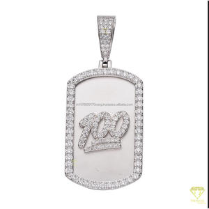 Collar Premium con Colgante de 100 Símbolos, Diamante Cultivado en Laboratorio, Diseño Rectangular, Estilo Hip Hop, Joyería Brillante - Product Image 2