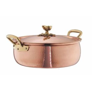 Traditional Copper <b>Cooking</b> Casserole Dish with Lid and Brass Handles Handmade Hammered Copper Cookware for Hotel Restaurant - Product Image 5