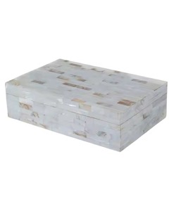 Caja de Regalo Decorativa Rectangular Ecológica Hecha a Mano con Diseño Floral de Madreperla para Joyería de Boda, para Sala de Estar - Product Image 1