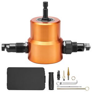 Dual-Head Metal <b>Nibbler</b> Cutter with 360 Degree Drill Attachment and Extra Punch Die Multipurpose Cutting Hole Access - Product Image 1