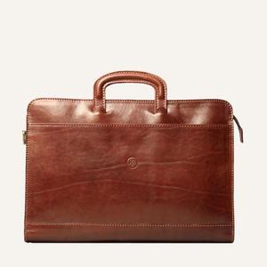 Bolsos y estuches para portátiles de cuero genuino, resistentes al agua, fáciles de transportar, con impresión de logotipo personalizado, diseño moderno, bolsos de oficina. - Product Image 4