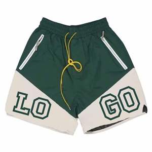 Shorts de sport pour hommes, écologiques, respirants, imperméables, noirs et gris unis, séchage rapide, avec cordon de serrage, fermetures éclair, taille mi-haute, style vintage, 100% - Product Image 1