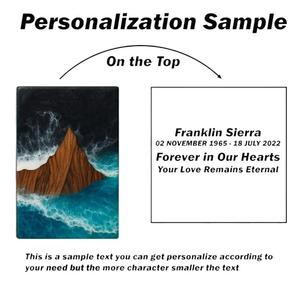 Urna funeraria de madera hecha a mano: Arte en resina de montaña y océano para cenizas humanas, tamaño mediano 9x5.5 pulgadas, caja para urna. - Product Image 5