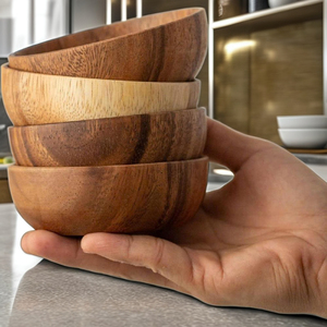 ชามไม้อะคาเซียขัดเงาคุณภาพสูงทำมือสีธรรมชาติคุณสมบัติกันลื่นสำหรับใช้ในบ้านกลางแจ้งสำหรับเคาน์เตอร์ห้องครัว - Product Image 1