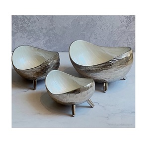 Greatest Quality Aluminium Chocolate Bowl Set Of Three Different Size Serving Bowl OEM Customized <b>Dinnerware</b> Food Bowl - Product Image 2