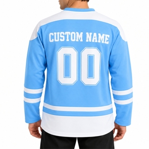 Camiseta de hockey sobre hielo azul cielo personalizada de manga larga, OEM, sublimación personalizada, de secado rápido, ajuste atlético para hombre. - Product Image 2