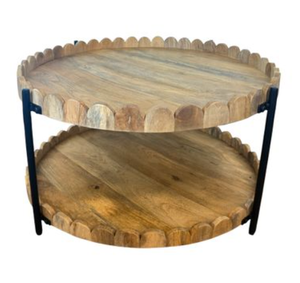 <b>Round</b> Wooden Coffee <b>Table</b> with Metal Frame 2 Tier <b>Nesting</b> Coffee <b>Table</b> Modern Living Room Center <b>Table</b> - Product Image 3