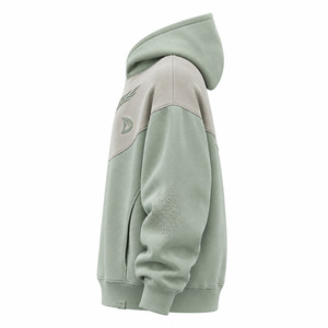 Men's Oversized Hoodie Green Embossed Logo Streetwear Fleece Regular Fit Winter Wear Waterproof Breathable Eco-Friendly - Product Image 2