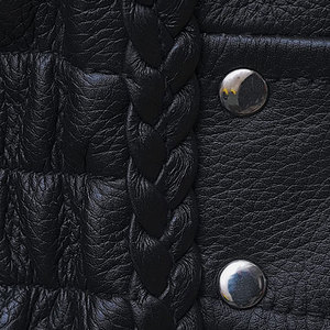 Chaqueta de Motociclista de Cuero Genuino para Mujer, Manga Larga, Cuello Alto, Cierre de Cremallera, Color Negro Sólido, Largo Regular, para Otoño - Product Image 5
