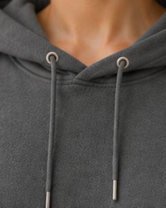 Sweat-shirt à capuche surdimensionné pour femme, gris anthracite, imprimé graphique, en molleton de coton, manches longues, style streetwear décontracté - Product Image 5
