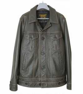 Veste en cuir véritable marron pour homme CHAMP KING avec doublure en fausse fourrure, col rabattable, fermeture éclair - Product Image 1