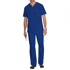 Uniformes Médicos para Hombre de Último Diseño, Conjuntos de Tela Tejida con Cuello Alto y Manga Corta para Personal de Enfermería, Personalizables - Product Image 1