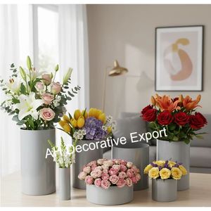 Modern Matte Black Metal <b>Flower</b> Cylinder Vase Set Portable Tabletop Vase <b>for</b> Home Decor Living Room <b>Centrepiece</b> - Product Image 4