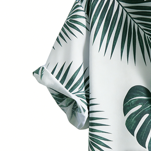 Anti-Pilling Satin Fabric Short Sleeve Floral Printed Design satin 100% poly 300Grams Men's Casual Summer Shirt Breathable - Product Image 5