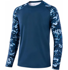 เสื้อแรชการ์ดแขนยาวลายพรางสีน้ำเงินเทาสำหรับผู้ชาย แห้งเร็ว UPF50+ เป็นมิตรกับสิ่งแวดล้อม ป้องกันแบคทีเรีย เหมาะสำหรับกิจกรรมกลางแจ้ง - Product Image 1