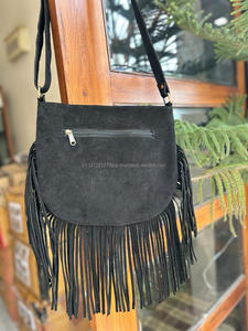 Nuevo estilo occidental pelo en piel oculta bolsos con flecos de cuero genuino de alta calidad estilo bohemio mujeres bolsos cruzados con flecos de cuero Real - Product Image 5