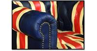 Fauteuil en cuir capitonné Union Jack, moderne et confortable, pour salon et salle à manger, avec pieds en bois et rembourrage en mousse, pour la décoration de la maison