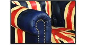Union Jack Tufted Leather <b>Armchair</b> Modern Comfortable Living Room & <b>Dining</b> Chair with Wood Legs and Foam Filling for Home Decor - Product Image 3