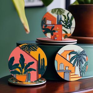 Style-Aware MDF Printed Coasters Moisture-Resistant <b>Table</b> <b>Protection</b> for Home Kitchen Dining Coffee Decor Mats Pads - Product Image 3