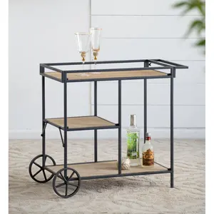 Elegante carrito de bebidas metálico hecho a mano con ruedas, carrito de servicio metálico hecho a mano para decoración de interiores, chapado, Zahid Exports - Product Image 1