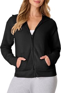 Women's Black Full Zip Up <b>Hoodie</b> Soft <b>Fleece</b> <b>Lined</b> Long Sleeve Hooded Sweatshirt Jacket with Pockets Casual Winter Coats - Product Image 6