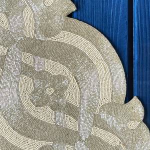 Handmade Embroidered Fabric <b>Table</b> <b>Runner</b> Customized Shape Luxury Design <b>Gold</b> Beaded Pattern Eco-Friendly Durable Decorative Mat - Product Image 4