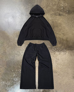 Conjunto de Sudadera con Capucha y Pantalones Deportivos Personalizados, Traje Deportivo con Bordado Desgastado, Apliques y Parches, Lavado Ácido, para Hombre y Mujer - Product Image 6