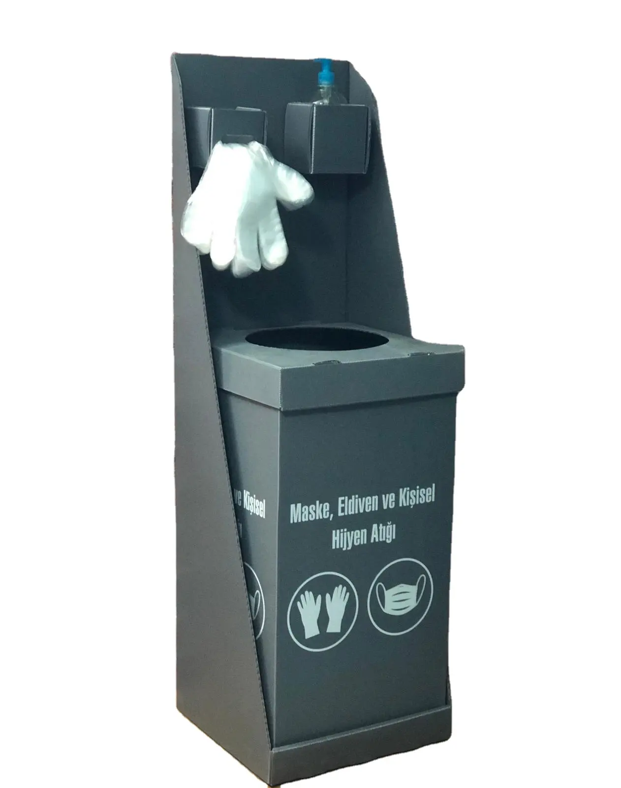 Коробка из гофрированного пластика, контейнер для отходов с дезинфицирующим средством для рук, контейнер для мусора, маска и Переработка пластика, открытая крышка, логотип на заказ