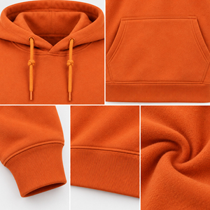 <b>Orange</b> Pullover <b>Hoodie</b> for Women with Kangaroo Pocket Long Sleeve Drawstring Sweatshirt Loose Fit Fall Casual Clothing Wholesale - Product Image 5