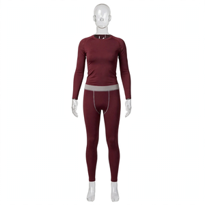 Ropa Deportiva para Hombre, Color Borgoña, Manga Larga, de Secado Rápido, Transpirable, de Primera Calidad, para Gimnasio, 2 Piezas, para Entrenamiento Físico - Product Image 4