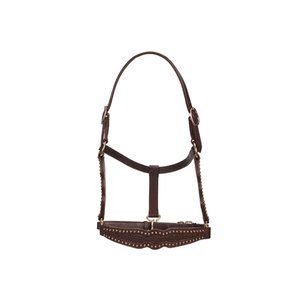 Brown Leather Horse Halter With Metal Buckles And Adjustable Straps For Equestrian Riding - Product Image 6