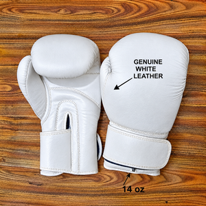 Guantes de Boxeo Yamu Enterprises de 14oz, Guantes de Entrenamiento de Cuero Blanco al por Mayor, Cierre de Gancho y Bucle, Correa de Muñeca Ajustable, Personalizables - Product Image 5