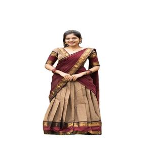 Último modelo de Lehenga Choli de novia de algodón Kanchi en estilo sureño indio, seda Kanjiveram con hermoso Zari puro para fiestas - Product Image 1