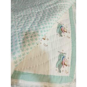 Cartoon Design Jaipur Hand Block Print Soft Baby Quilt 60"X40" size Durable 100% Cotton Reversible for Home Travel Gifting use - Product Image 1