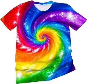 Camiseta de Verano para Mujer, Nueva Moda, Tie Dye, Estampado Personalizado, 100% Algodón, Cuello Redondo, Tela Oxford Ecológica - Product Image 6