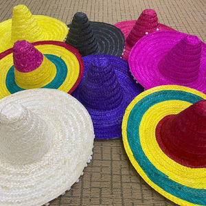 Chapeaux de paille à large bord pour le Cinco de Mayo, avec sangle, pour la protection solaire et la décoration, parfaits pour les fêtes décontractées et les célébrations en restaurant. - Product Image 1