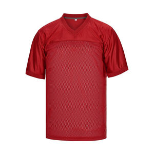 Camiseta Deportiva de Poliéster Transpirable para Hombre, Cuello en V, Manga Corta, Color Rojo, Corte Regular, Tejido de Punto Sólido - Product Image 2