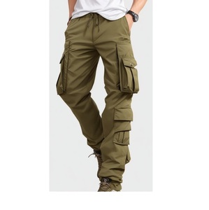 Men's Olive Cargo Jogger Pants OEM ODM Quick Dry Polyester Multi Pockets Zipper Fly Tapered Fit XXS-XL Autumn Casual Wholesale - Product Image 6