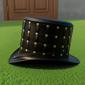 Chapeau haut de forme en cuir noir fait main de haute qualité, unisexe, style steampunk, style gothique, pour festival - Product Image 5