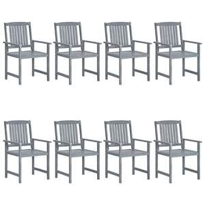 Ensemble de 8 chaises de jardin en bois d'acacia massif gris et polyester, 8 pièces, meubles d'extérieur confortables - Product Image 3