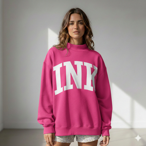 Sudadera de punto de algodón de manga larga oversize para mujer con logo frontal y cuello simulado, estilo casual y urbano - Product Image 1