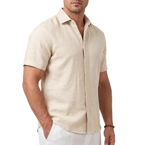 Chemise décontractée à manches courtes, boutonnée, à motif à carreaux, pour adulte, en tissu tricoté 100% coton, écologique, infroissable, export BD - Product Image 5