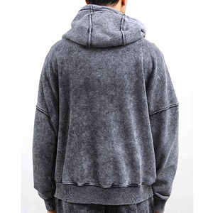 Custom Embroidery Printing Men Vintage Acid Wash Sweatsuits Fleece Hoodie and Sweatpants High Quality Two Piece Set Tracksuit - Product Image 4