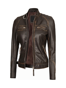 Fashion <b>Women</b> Leather Motorcycle <b>Jacket</b> with Premium <b>Zipper</b> Closure Soft Inner Lining and ODM Service - Product Image 4